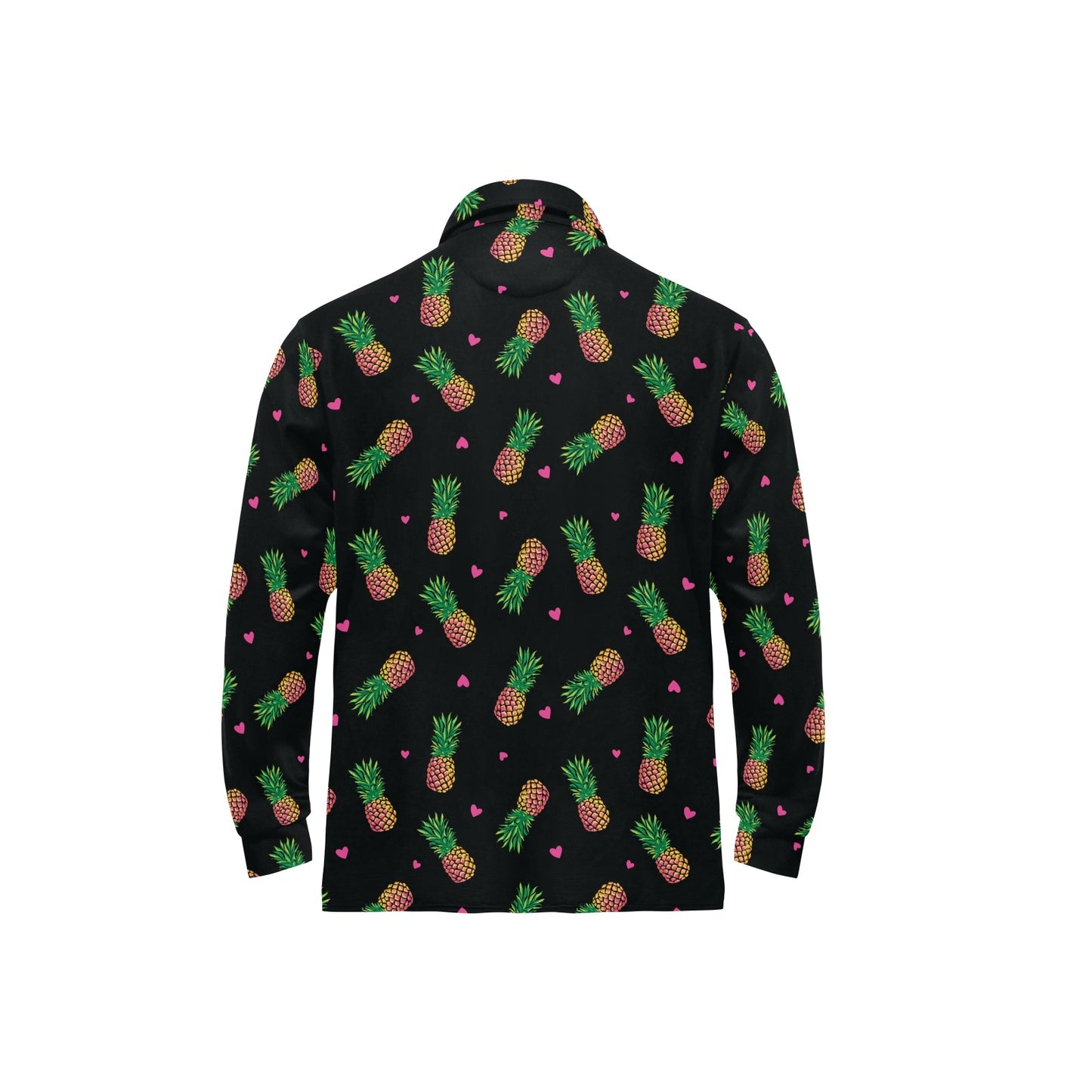 Neon Pineapple Pattern Print Design A04 Long Sleeve Polo Shirt For Men's