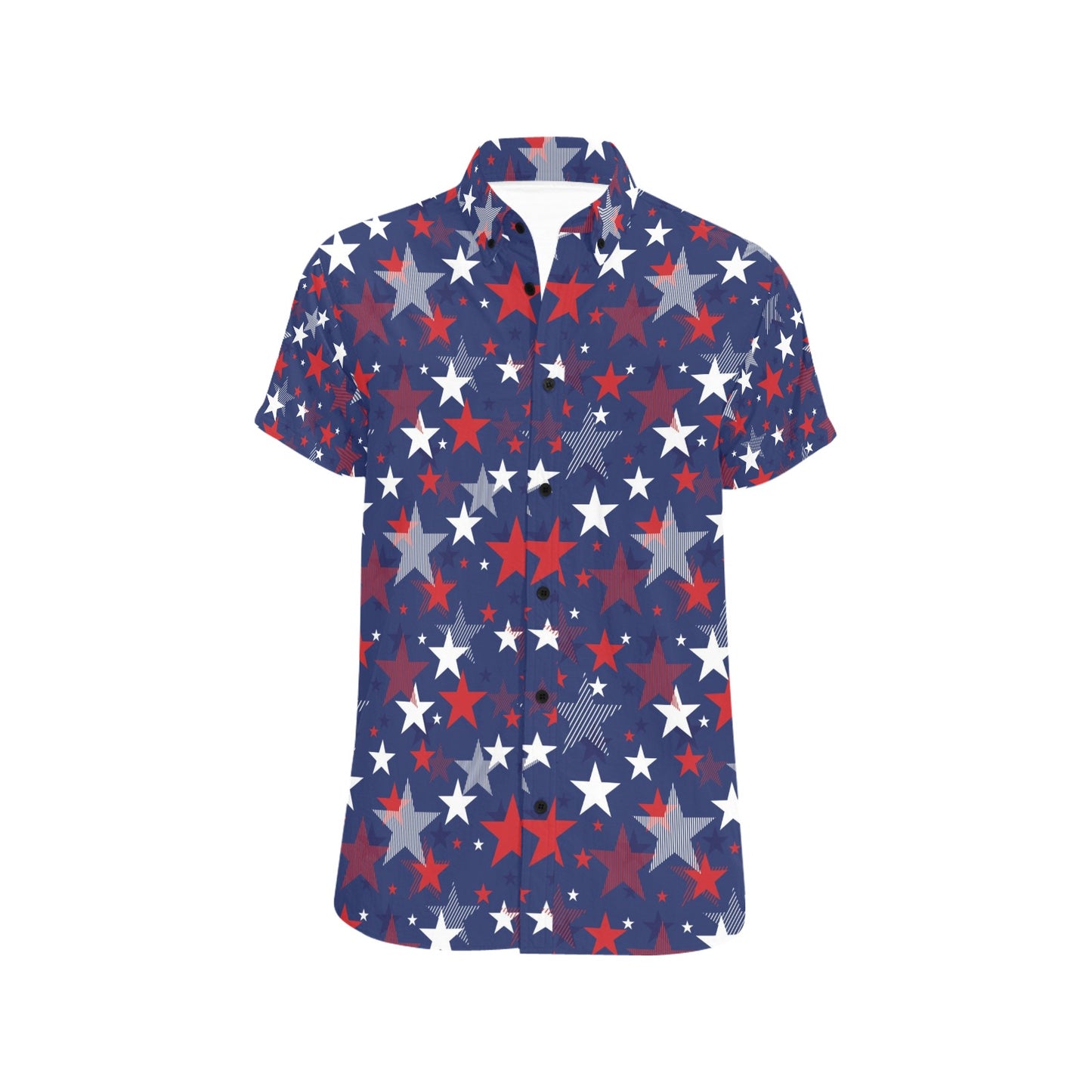 Star Print Design LKS304 Men Short Sleeve Button Up Shirt