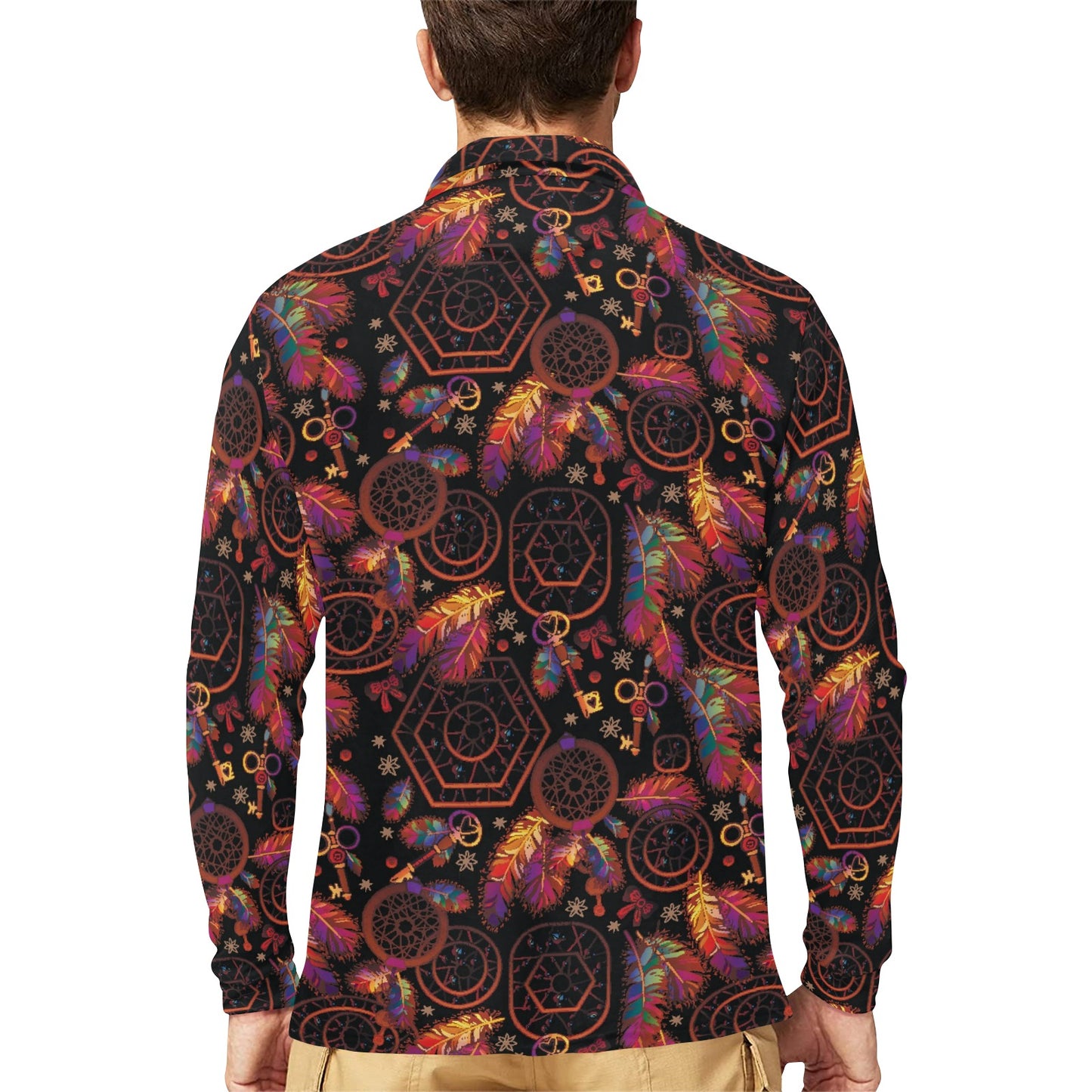 Dream catcher native american Long Sleeve Polo Shirt For Men's