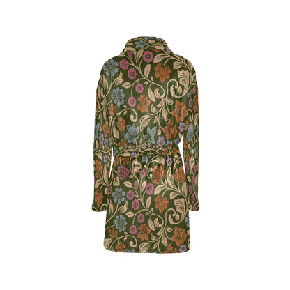 Floral Vintage Print Pattern Women's Fleece Robe