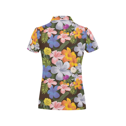 Plumeria Pattern Print Design PM03 Women's Polo Shirt