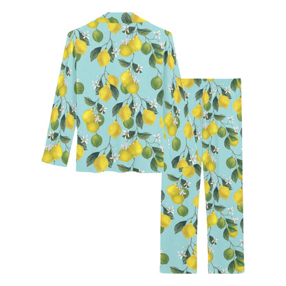 Lemon Pattern Print Design LM05 Women's Long Pajama Set
