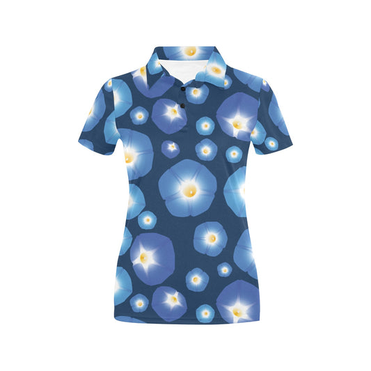Morning Glory Pattern Print Design 02 Women's Polo Shirt