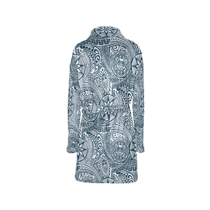 Polynesian Pattern Print Design A03 Women's Fleece Robe