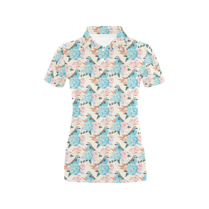Bluebird Pattern Print Design 03 Women's Polo Shirt