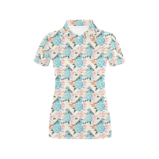 Bluebird Pattern Print Design 03 Women's Polo Shirt