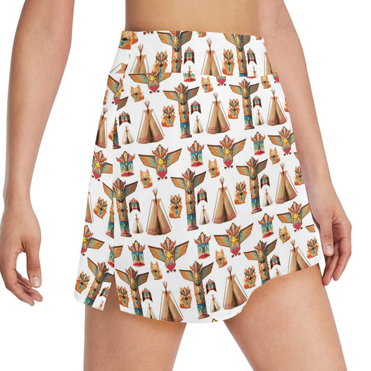 Totem Native Print Design LKS303 17" Golf & Pickleball Skort with Pockets