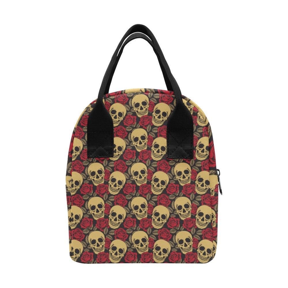 Skull And Roses Print Design LKS302 Insulated Lunch Bag