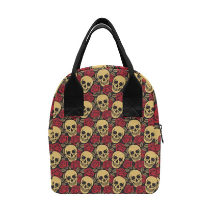 Skull And Roses Print Design LKS302 Insulated Lunch Bag