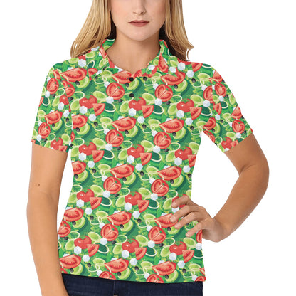 Vegan Salad Themed Design Print Women's Polo Shirt