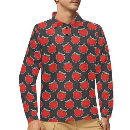 Tomato Print Design LKS306 Long Sleeve Polo Shirt For Men's