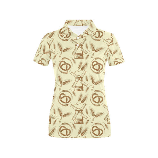 Agricultural Windmills Print Design 03 Women's Polo Shirt