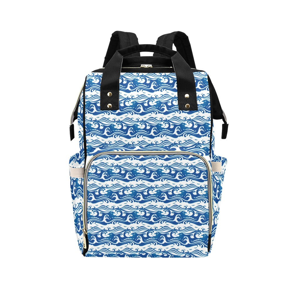 Wave Print Design LKS303 Diaper Bag Backpack