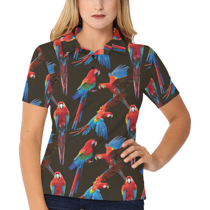 Macaw Pattern Print Design 04 Women's Polo Shirt
