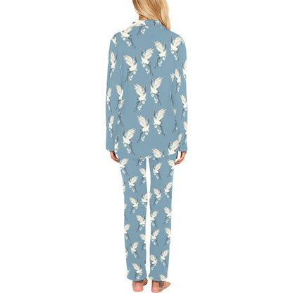 Crane Pattern Print Design 05 Women's Long Pajama Set
