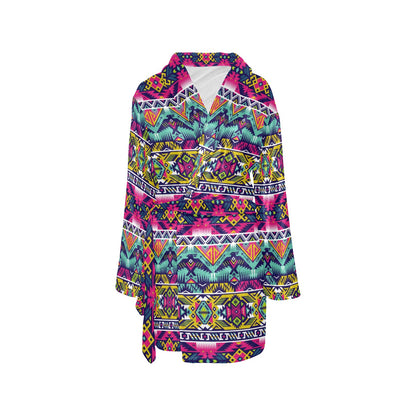 Indian Navajo Color Themed Design Print Women's Fleece Robe