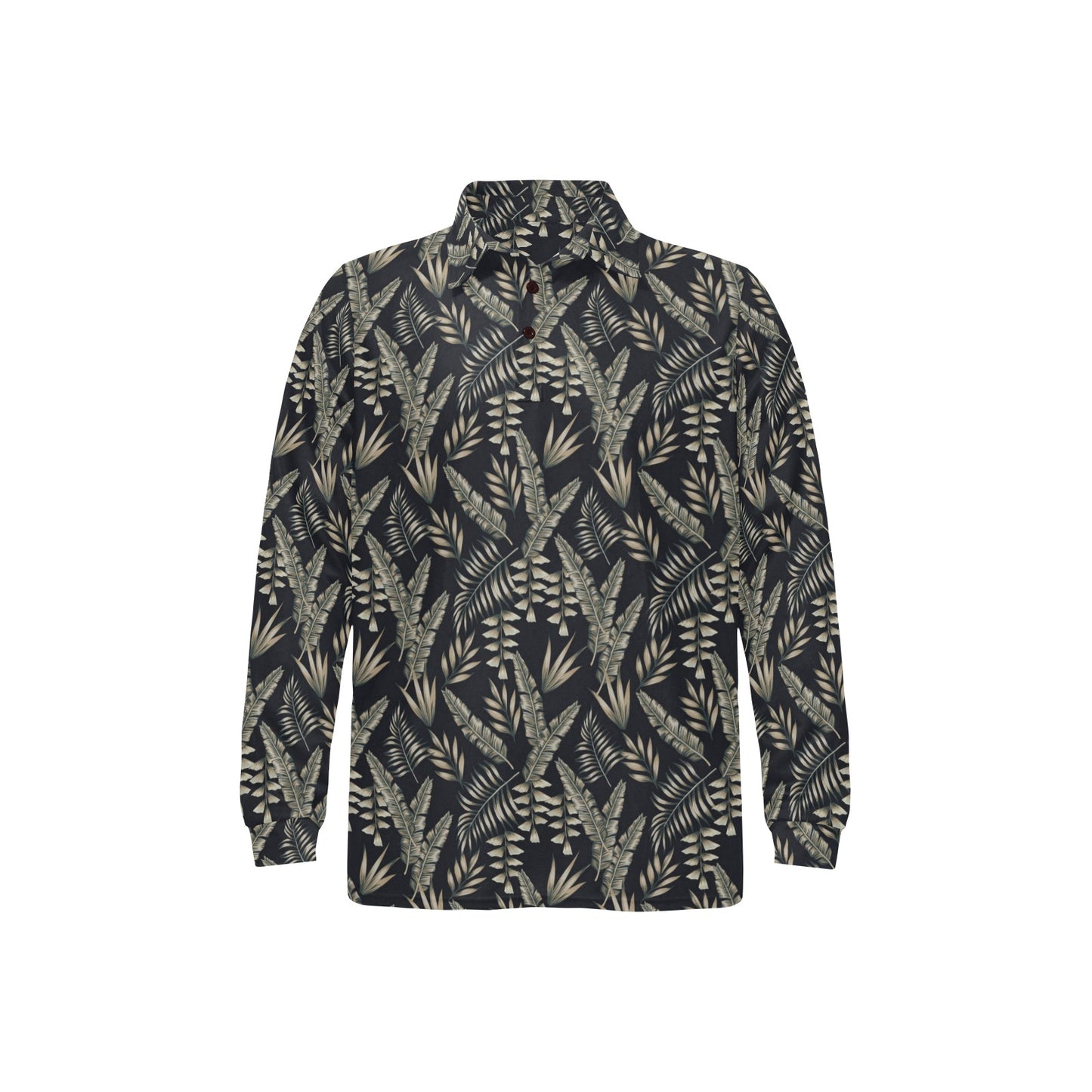 Banana Leaf Pattern Print Design 07 Long Sleeve Polo Shirt For Men's