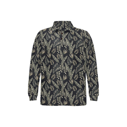 Banana Leaf Pattern Print Design 07 Long Sleeve Polo Shirt For Men's