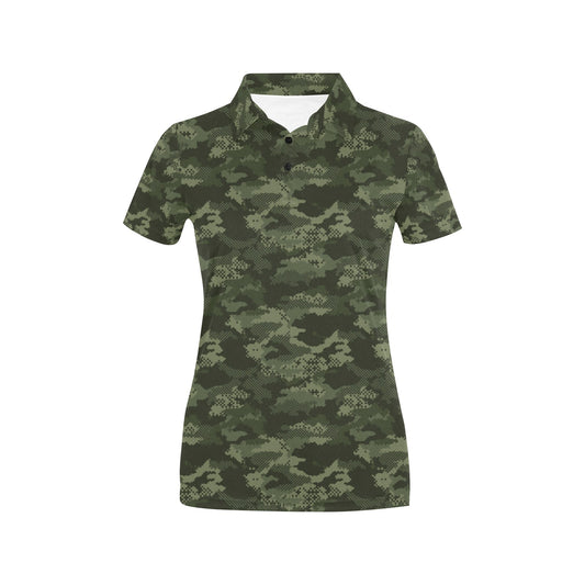 Army Camouflage Pattern Print Design 02 Women's Polo Shirt