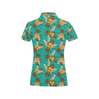 Bee Pattern Print Design BEE04 Women's Polo Shirt