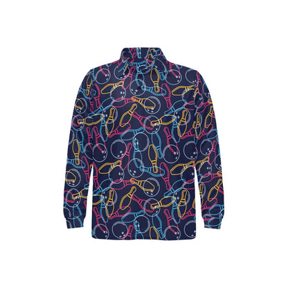 Bowling Pattern Print Design 07 Long Sleeve Polo Shirt For Men's
