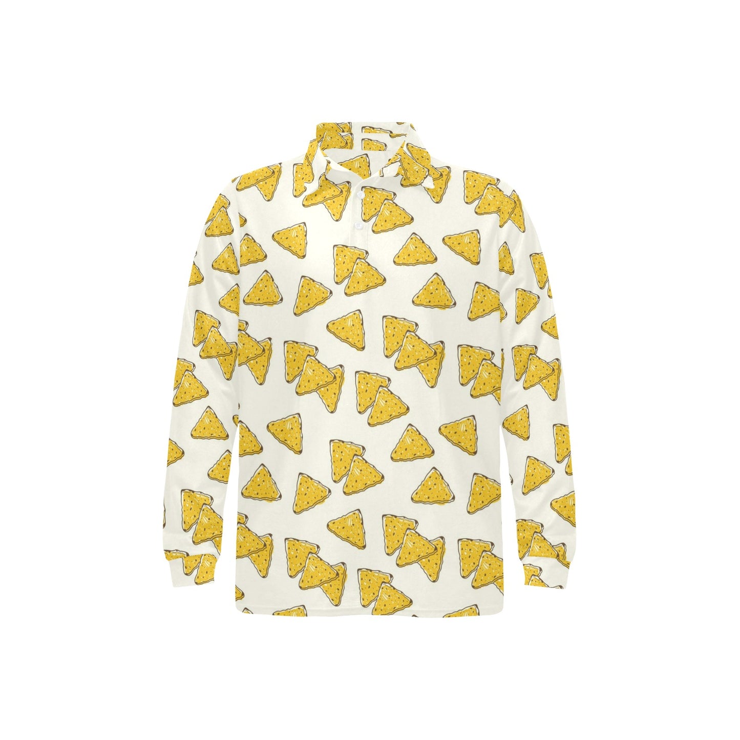 Nachos Pattern Print Design A01 Long Sleeve Polo Shirt For Men's