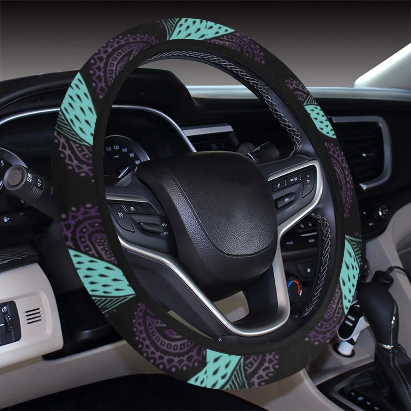 Tribal Pattern Print Design LKS3010 Steering Wheel Cover with Elastic Edge