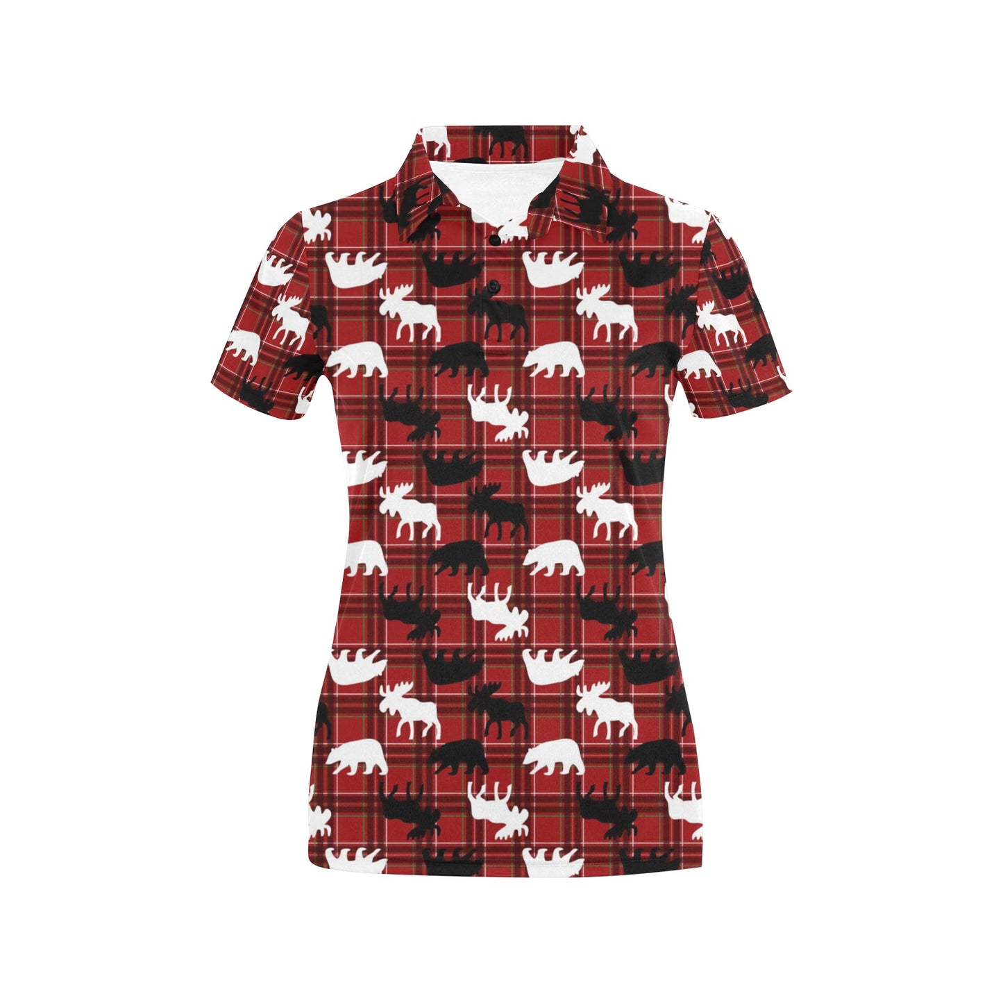 Moose Print Design LKS401 Women's Polo Shirt