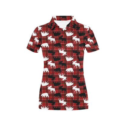 Moose Print Design LKS401 Women's Polo Shirt