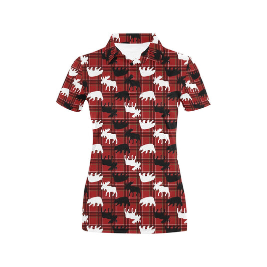 Moose Print Design LKS401 Women's Polo Shirt