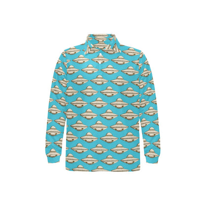 UFO Print Design LKS301 Long Sleeve Polo Shirt For Men's