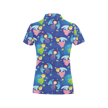 Angel Little Pattern Print Design 02 Women's Polo Shirt