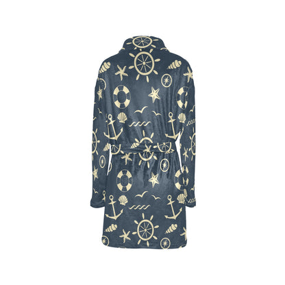 Nautical Pattern Print Design A01 Women's Fleece Robe