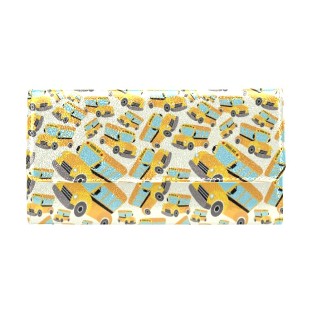 School Bus Print Design LKS301 Women's Trifold Wallet