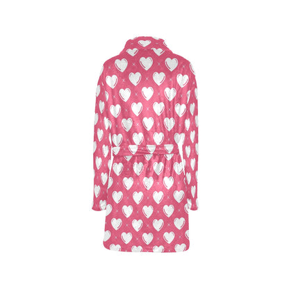 Heart Pattern Print Design HE07 Women's Fleece Robe