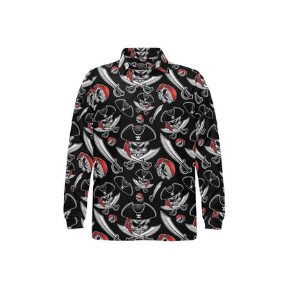 Pirate Pattern Print Design A05 Long Sleeve Polo Shirt For Men's