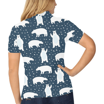 Polar Bear Pattern Print Design A02 Women's Polo Shirt
