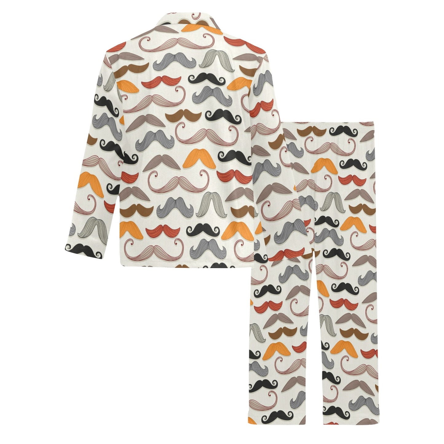 Mustache Pattern Print Design A02 Men's Long Pajama Set