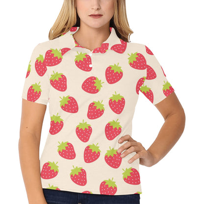 Strawberry Pattern Print Design SB02 Women's Polo Shirt