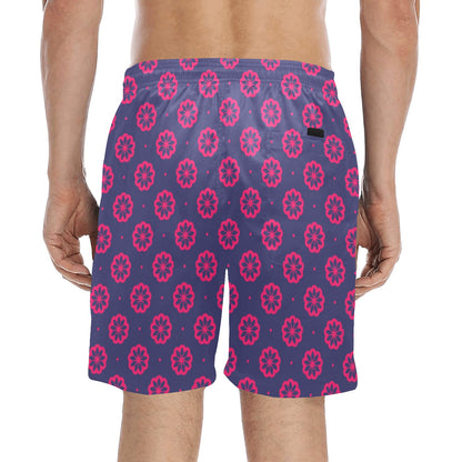 Water Lily Print Design LKS301 Men's Swim Trunks Beach Shorts