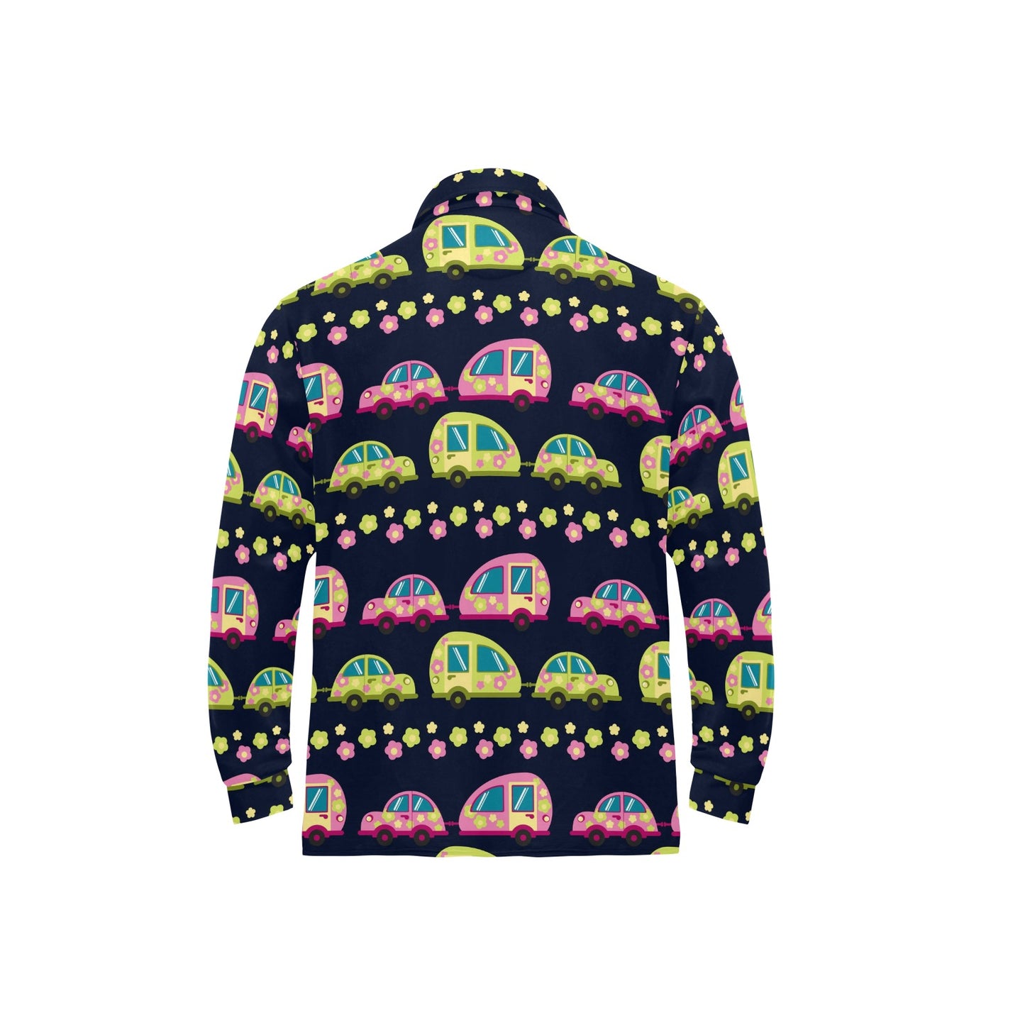 Camper Cute Camping Design No 3 Print Long Sleeve Polo Shirt For Men's