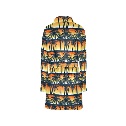 Palm Tree Pattern Print Design PT011 Women's Fleece Robe