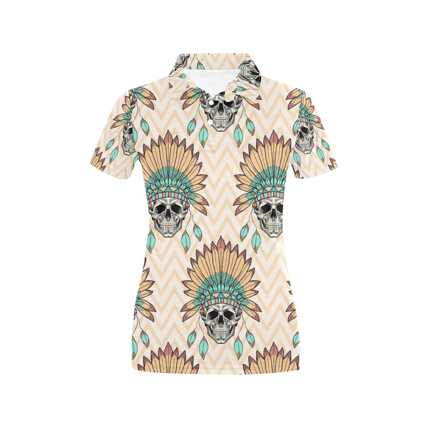 Indian Skull Pattern Women's Polo Shirt