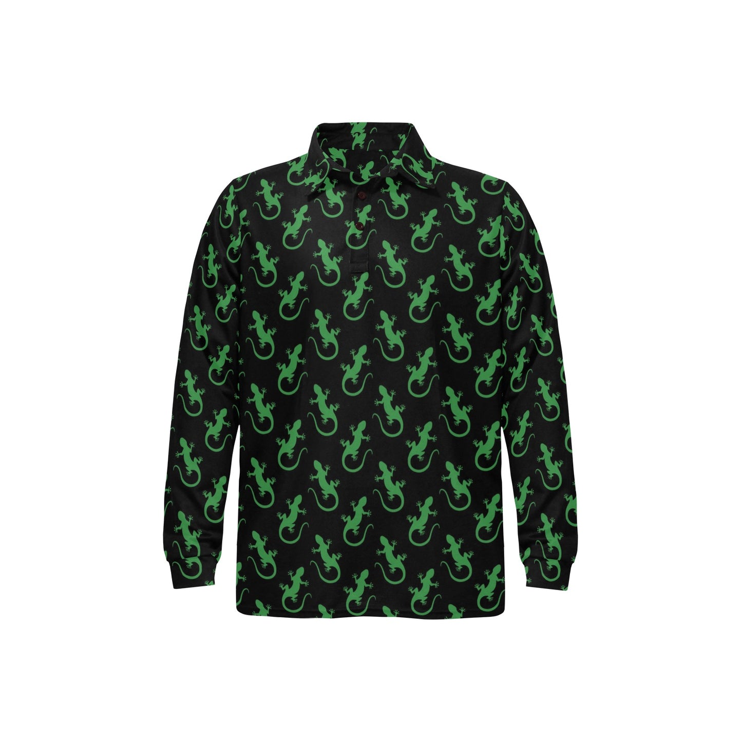 lizard Print Design LKS401 Long Sleeve Polo Shirt For Men's