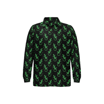 lizard Print Design LKS401 Long Sleeve Polo Shirt For Men's