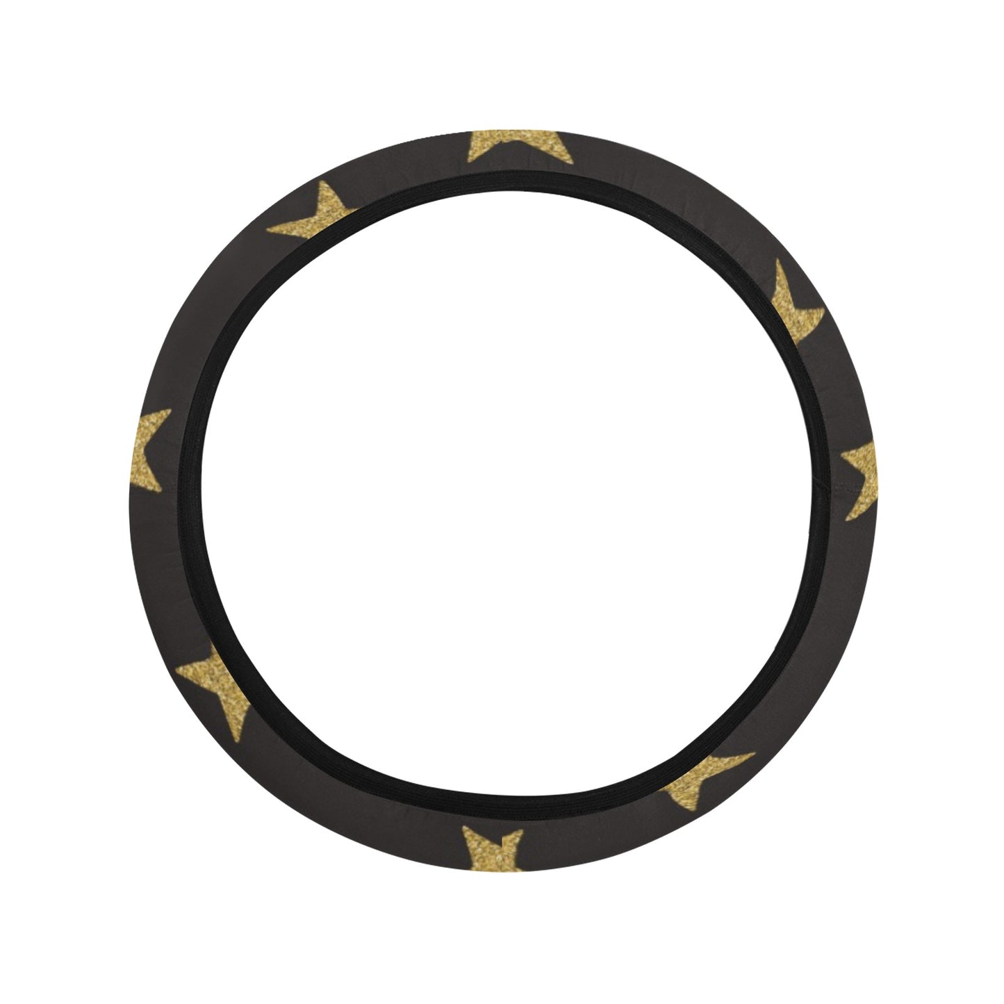 Star Gold Print Design LKS302 Steering Wheel Cover with Elastic Edge