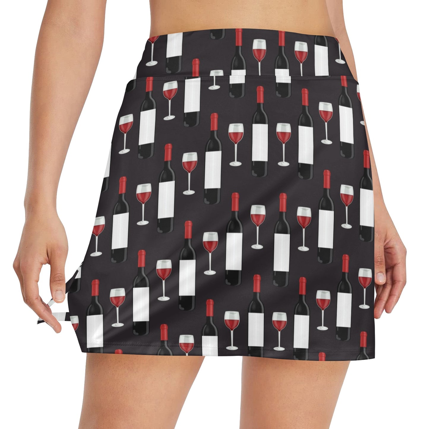 Wine Print Design LKS309 17" Golf & Pickleball Skort with Pockets