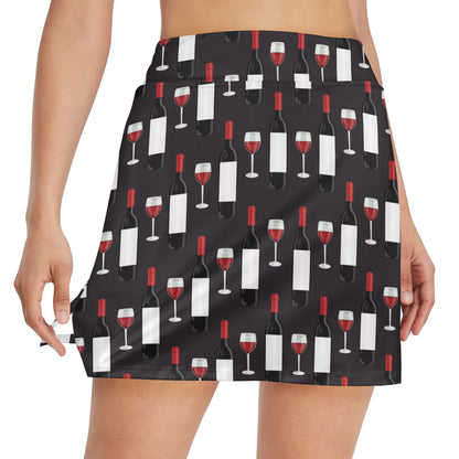 Wine Print Design LKS309 17" Golf & Pickleball Skort with Pockets