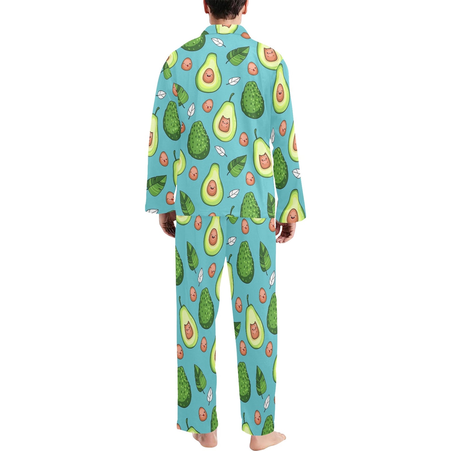 Avocado Pattern Print Design AC05 Men's Long Pajama Set