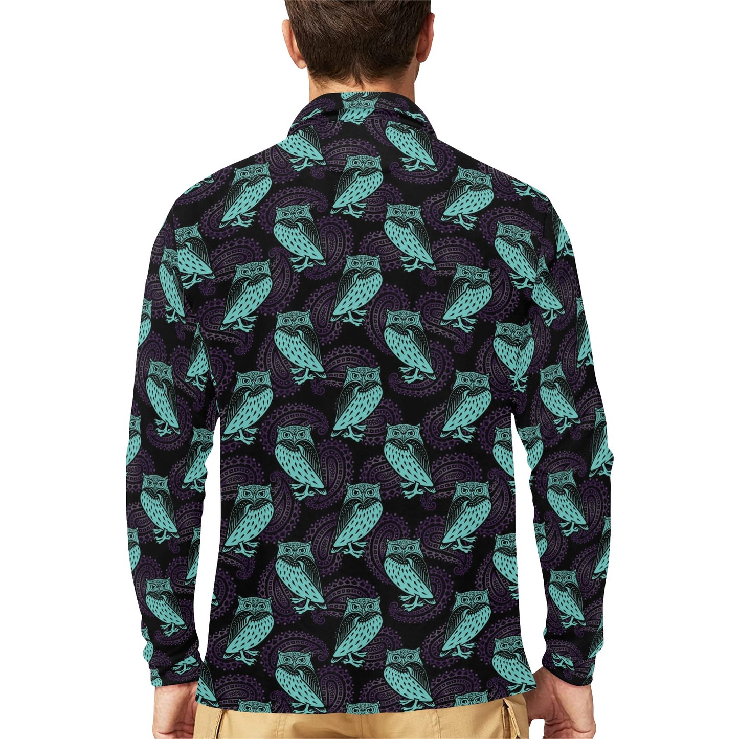 Tribal Pattern Print Design LKS3010 Long Sleeve Polo Shirt For Men's